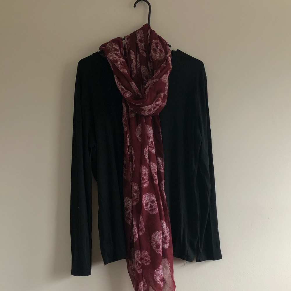 Red sugar skull scarf